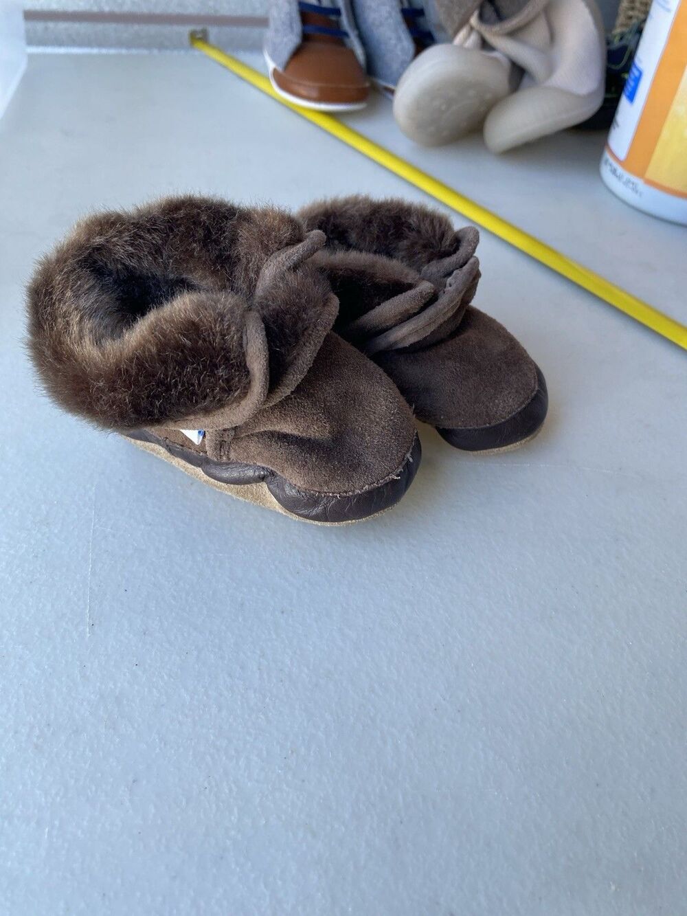 Robeez Baby 0-6 Months Brown Suede Faux Fur Boots